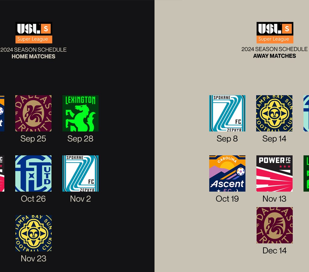 Brooklyn Football Club USL Super League 2024/25 Fall Season Schedule