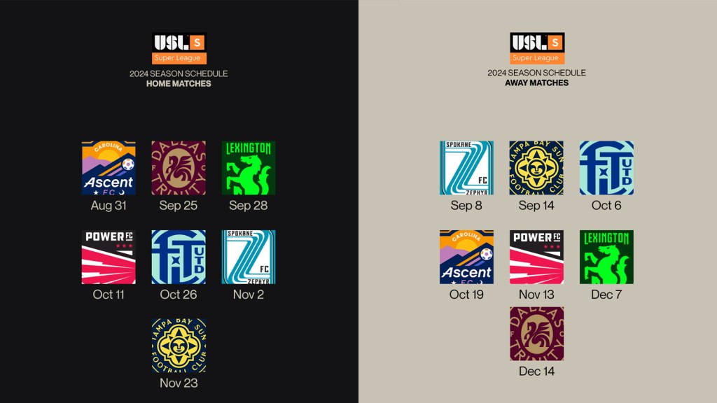 Brooklyn Football Club USL Super League 2024/25 Fall Season Schedule